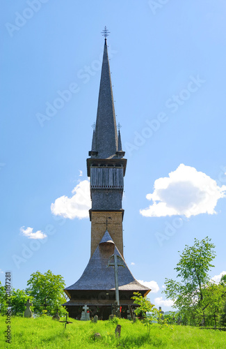 Wooden monastery Sf. Arhangheli from Manastirea Village, built in 1692, Maramures County, Romania, Europe	
 photo