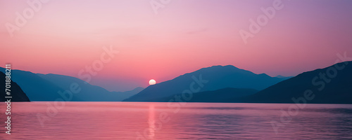  Soft gradients of pink and magenta transition into a tranquil blue, capturing the essence of a serene horizon at dawn or dusk.  © simo