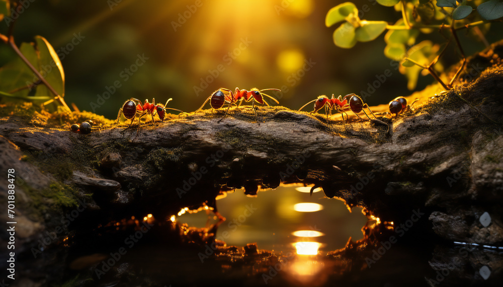 Recreation of ants crossing a ground bridge