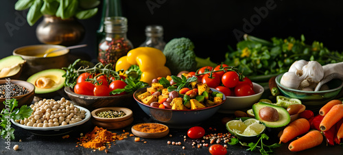 Healthy delicious vegan food, vegan life, vegetarian food, healthy habbits, artificial intelligence