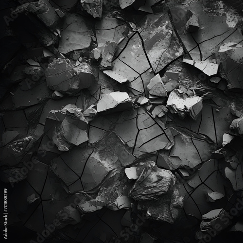Gritty fractured concrete coal background cracked wall dark grayscale