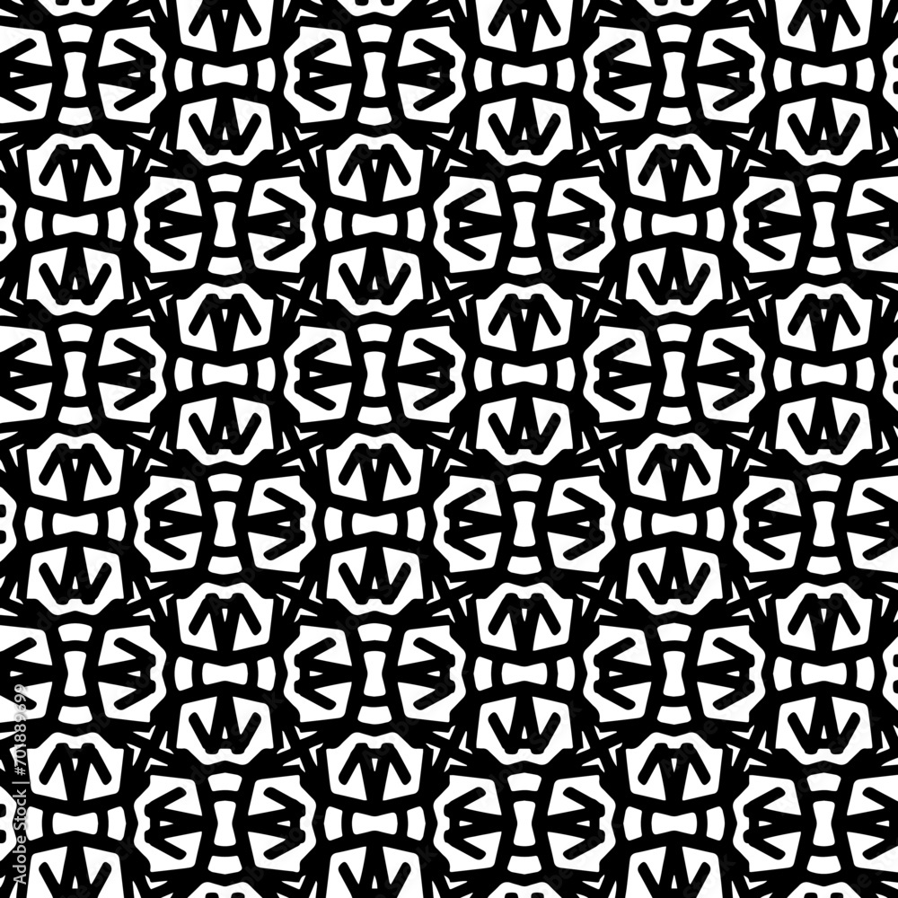 Abstract Shapes.Vector seamless black and white pattern.Design element for prints, decoration, cover, textile, digital wallpaper, web background, wrapping paper, clothing, fabric, packaging, cards.