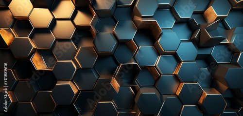 A 3D wall texture with a futuristic metallic honeycomb pattern