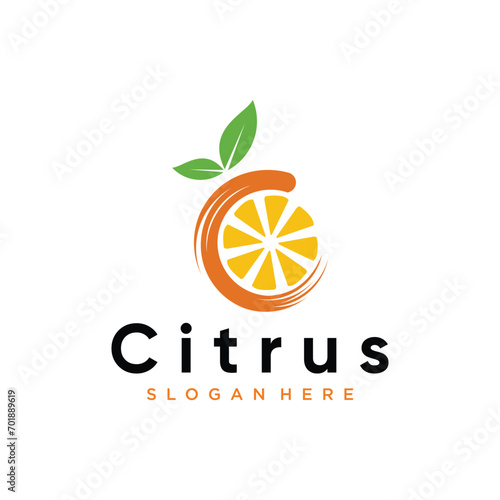 Citrus logo design with creative concept Premium Vector