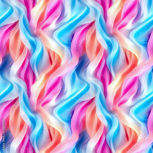 Seamless pattern, bright light colorful abstract fabric waves fluid, tiling texture background