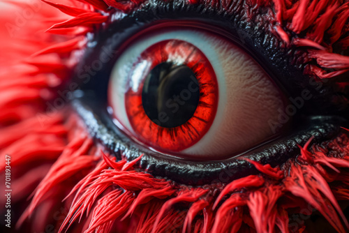 Close up of dragon s eye with red blood cells.
