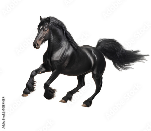Elegant black horse on transparent background PNG © I LOVE PNG