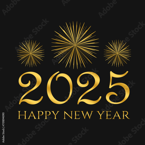 happy new year 2025 - golden design, golden fireworks