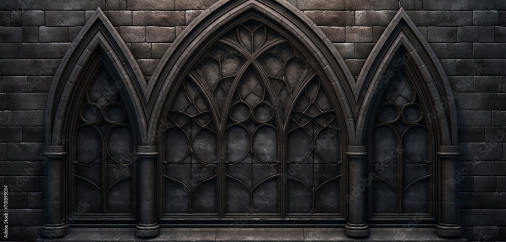 A 3D wall texture with a detailed, Gothic-style window pattern