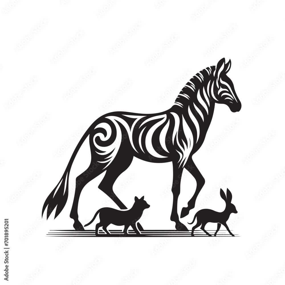 Captivating Wild Animal Silhouette in Black Vector – Expressing Wildlife Beauty in Graphic Art
