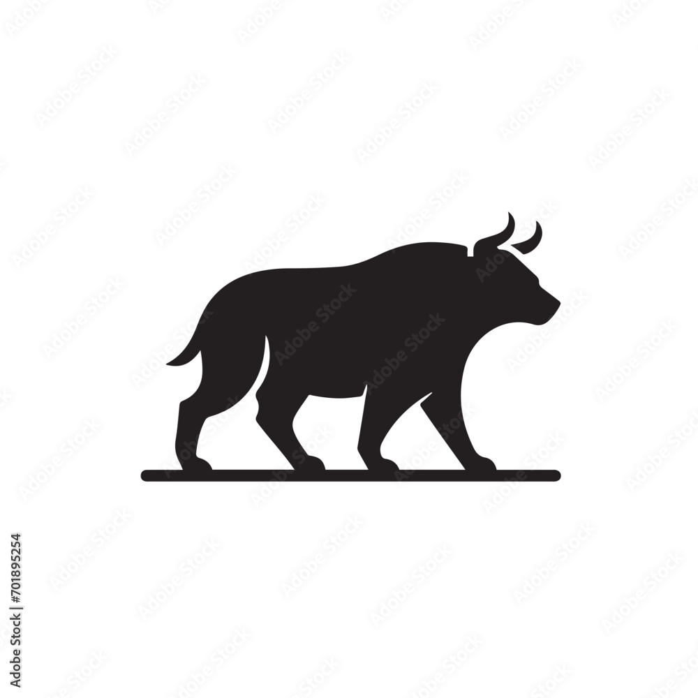 Black Vector Silhouette of Wild Animal – Dynamic and Expressive Wildlife Forms for Graphic Art
