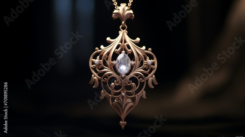 An exceptionally detailed 4K image of a Poudretteite pendant, drenched in soft, natural light, highlighting its elegance and unique charm