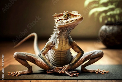 Fototapeta Naklejka Na Ścianę i Meble -  lizard in a yoga pose