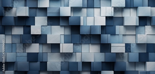 Abstract digital pixel design with a geometric tessellation in grey and blue on a 3D textured wall, illustrating abstract digital pixel design