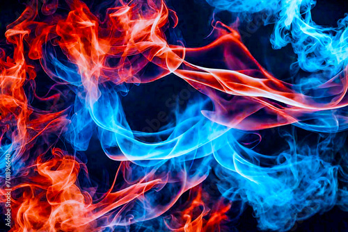 Abstract smoke background Abstract wave of colorful smoke Colorful ink abstraction Fancy Dream Cloud Dramatic smoke and fog in contrasting vivid red, blue, and purple colors