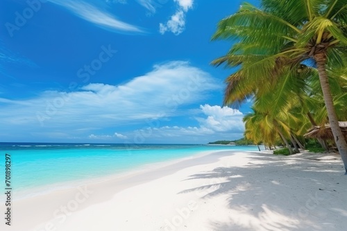 beach with palm trees © KirKam