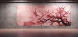 A 3D wall texture mimicking a traditional Japanese cherry blossom painting