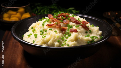 A dish of mashed potatoes