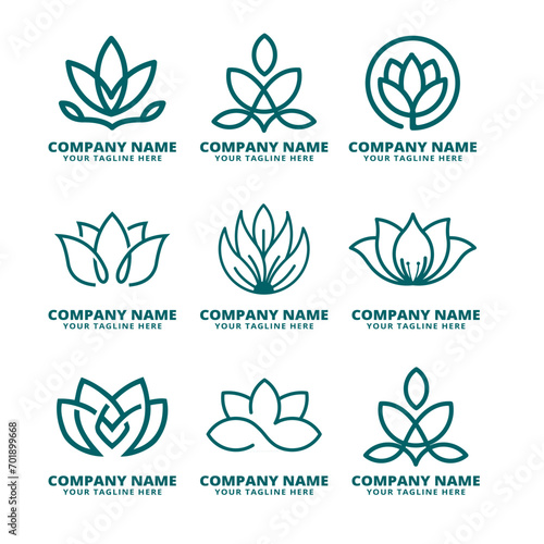 set of yoga lotus vector illustration