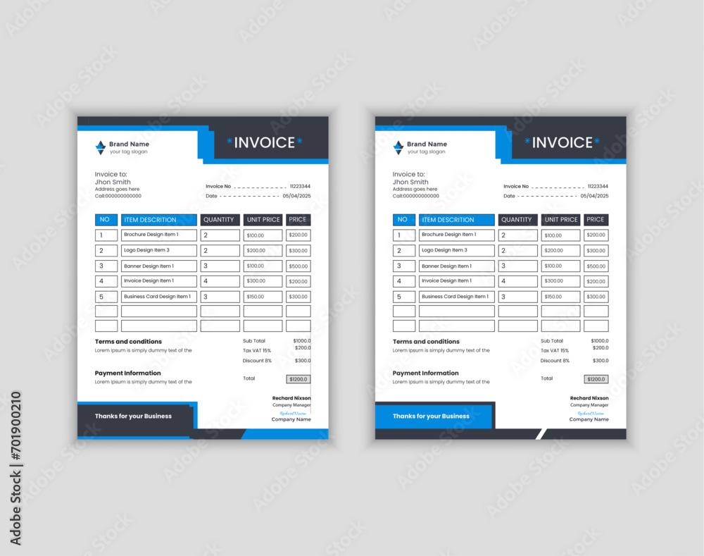 new invoice & order menu design template new invoice & order menu design template