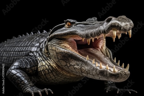 alligator on black background