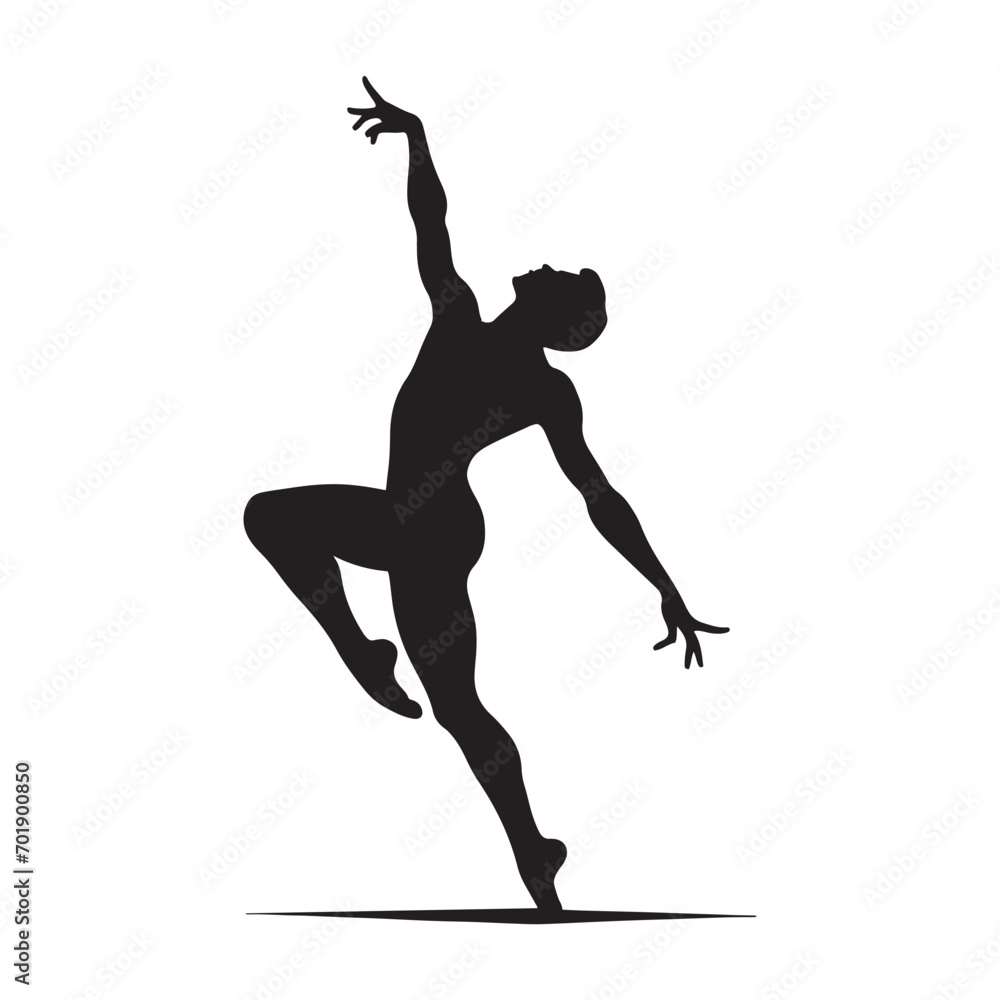 Silhouette of Dancing Black Vector - Expressive Dance Form in Striking Black
