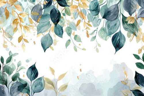 Watercolor collection. Set of wild and garden abstract plants. Leaves, flowers, branches and other natural elements.	 photo