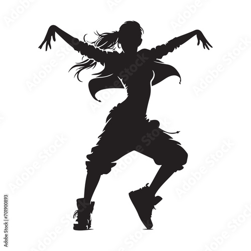 Black Vector Dancing Silhouette - Expressive Dance Pose in Captivating Silhouette 