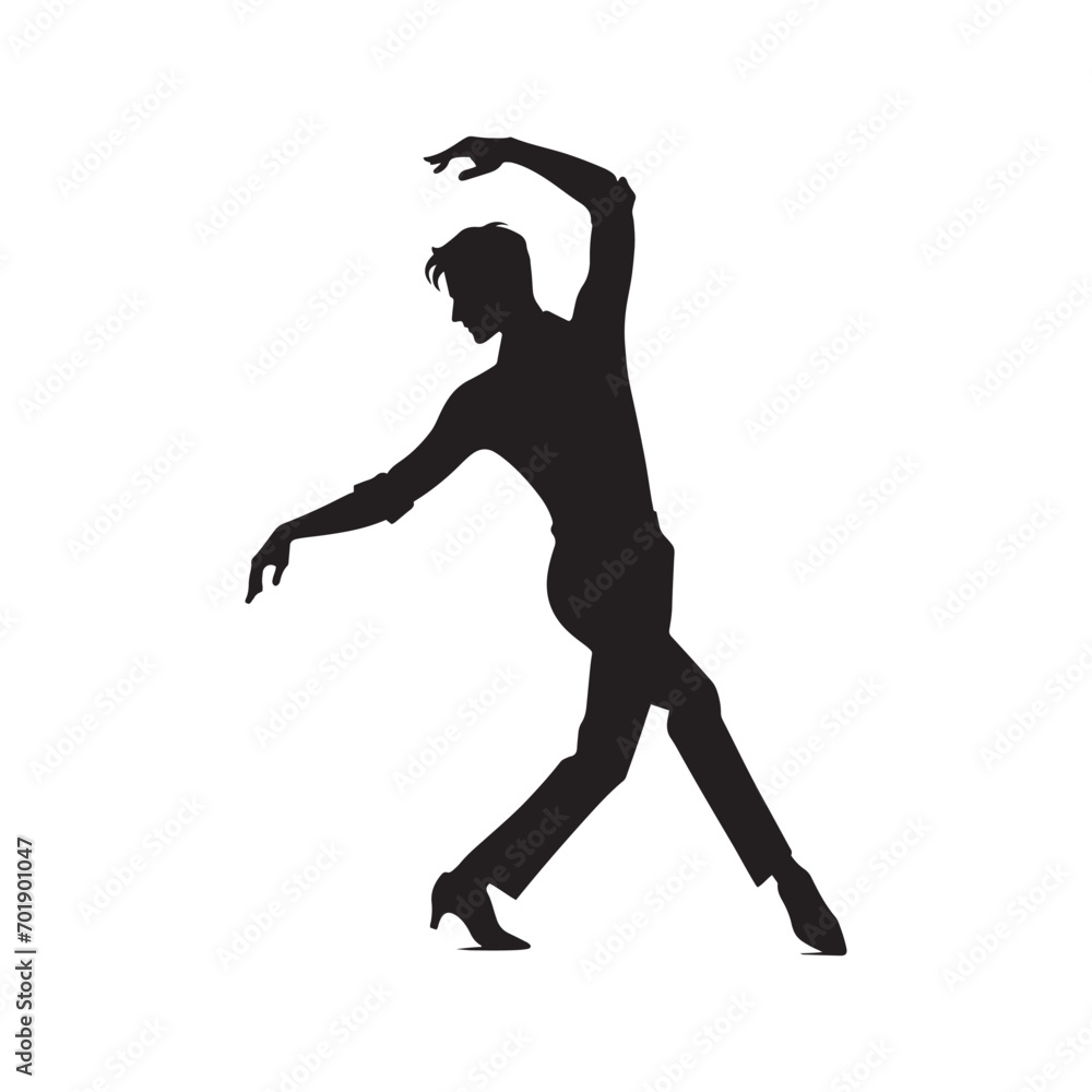Elegant Dancing Silhouette - Black Vector Illustration of a Graceful Dancer in Motion, Perfect for Artistic Designs
