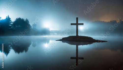 Christian Cross - Symbol of Christianity - Mourn or Funeral Background - Crucifixion of Jesus Christ