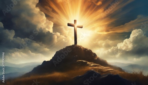 Christian Cross - Symbol of Christianity - Mourn or Funeral Background - Crucifixion of Jesus Christ © Eggy