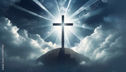 Christian Cross - Symbol of Christianity - Mourn or Funeral Background - Crucifixion of Jesus Christ