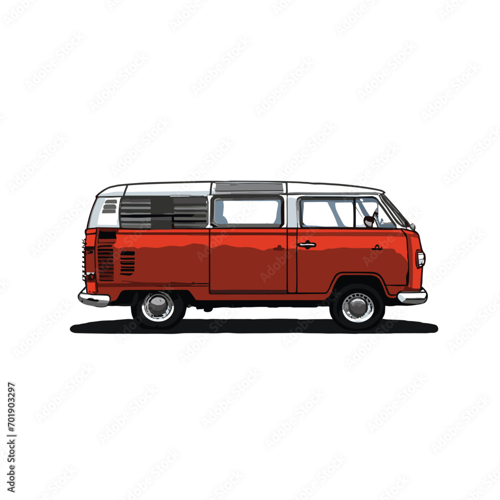 red car isolated on white, red van isolated on white, van vector illustration, car illustration, red van, auto, car, transport illustration