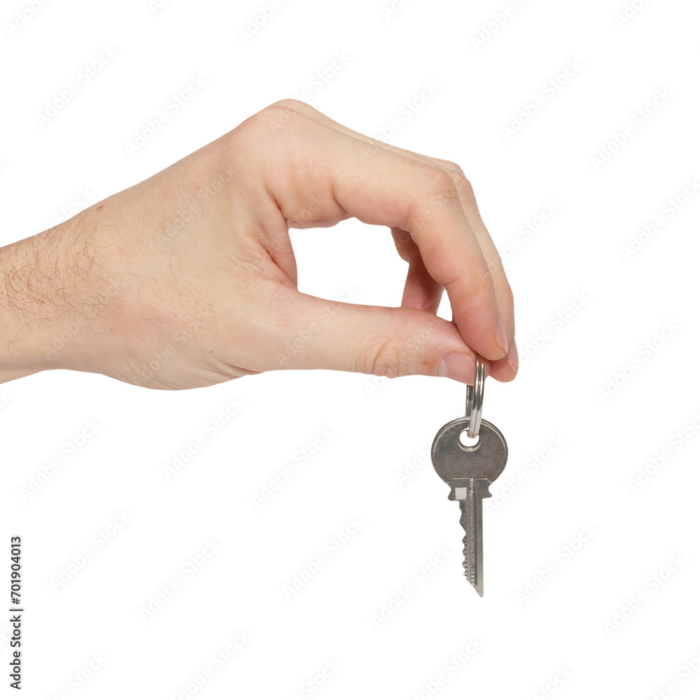 Key in hand isolated on white background Key in hand isolated on white background