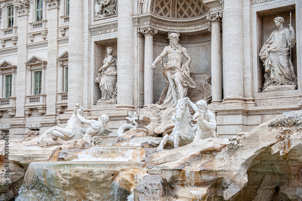 Rome, Italy - February 22, 2023: 18th century Trevi Fountain in Rome, Italy