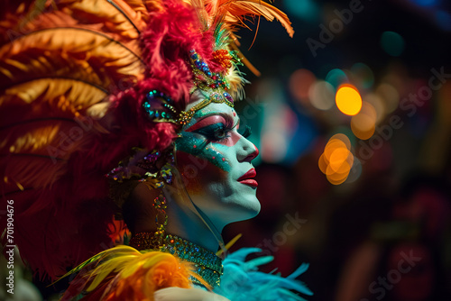Drag queen in ptofile, close-up, carnival © Мария Евсеева