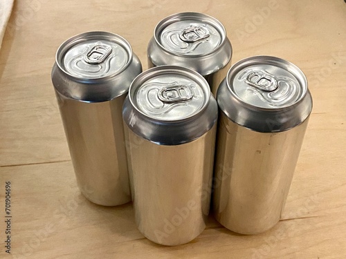 silver drinks can plain aluminium still life with copy space
