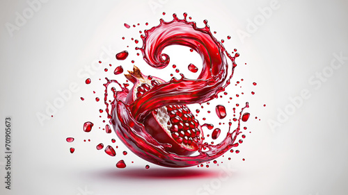 Pomegranate juice splash twisted around and swirled around.