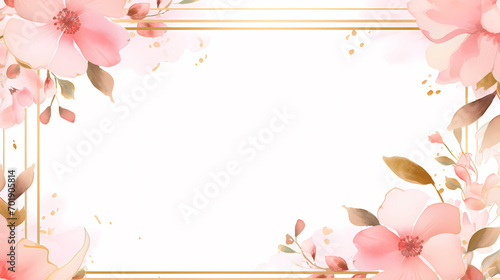 Floral frame with watercolor flowers, decorative flower background pattern, watercolor floral border background