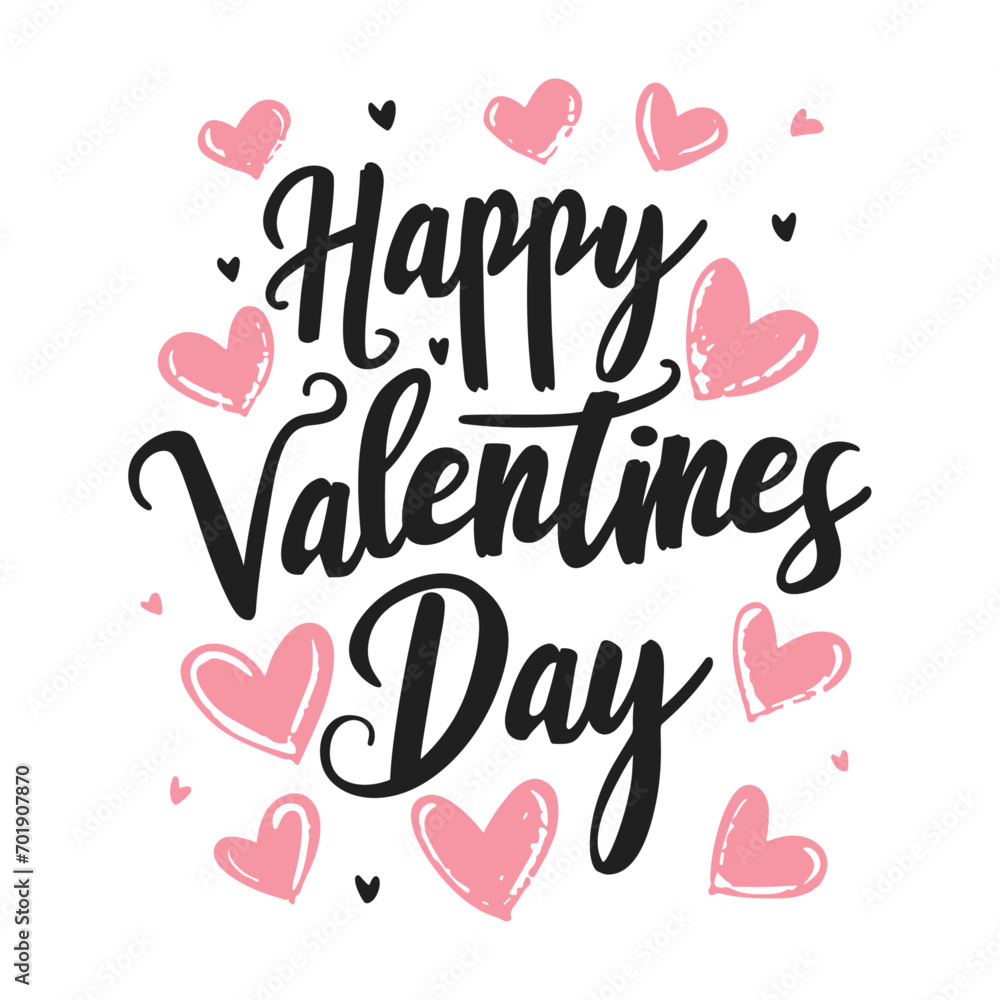 Happy Valentine's Day. Hand-drawn lettering. Vector illustration.