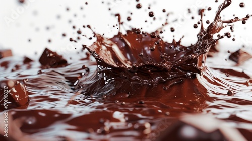 melted chocolate splash on a white background