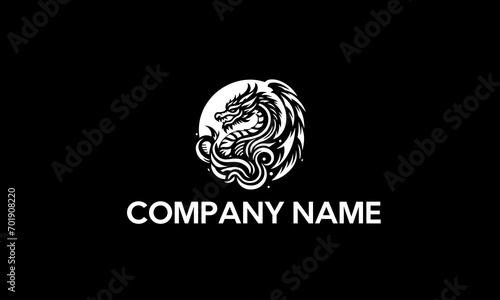 Dragon detailed vector mascot logo   black ad white logo   editable logo 02