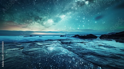 Sea reflected in the starry sky