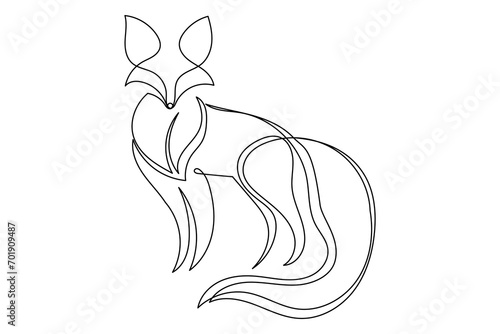 Doodle Fox Line Portrait. Editable Abstract Fox Logo Vector Line Sketch. Simple Curve Line Fox Symbol Silhouette Icon Design Isolated on White background 