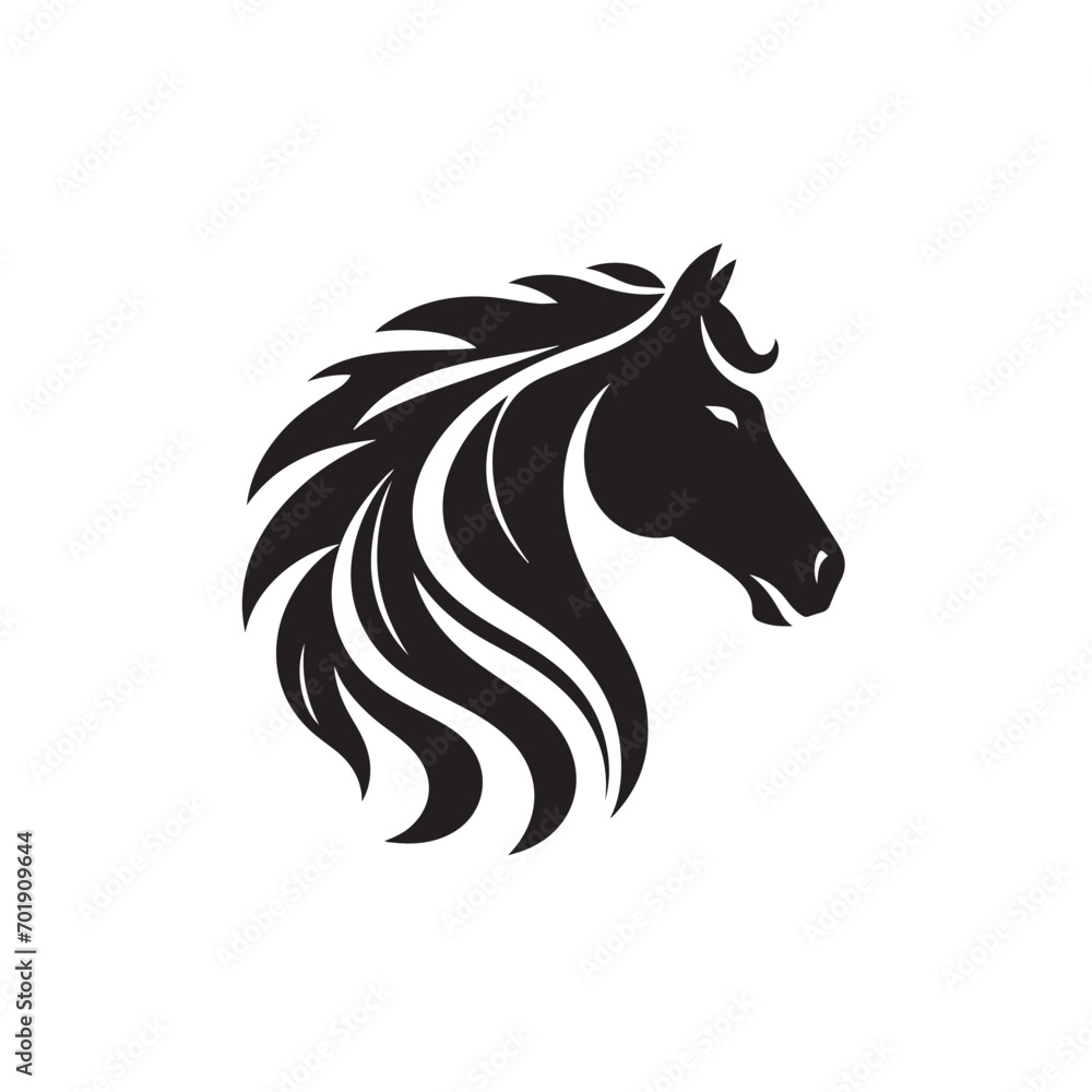 Striking and detailed black horse silhouette vector, perfect for adding sophistication and charm to diverse design applications - vector stock.

