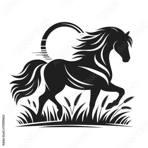Dynamic movement captured in this black horse silhouette vector, enhancing the overall visual appeal and drama in your designs - vector stock. 