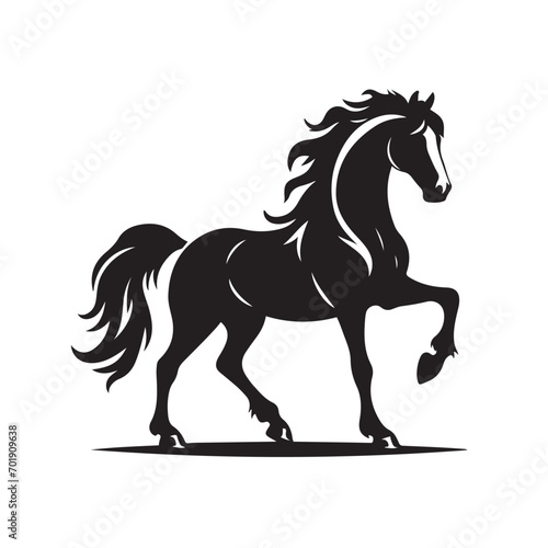 Fine details and graceful lines define this captivating vector illustration of a black horse silhouette, a versatile element for your design work - vector stock. 