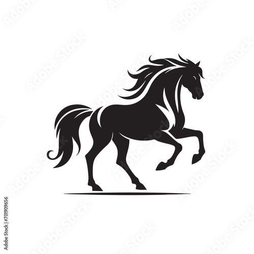 Silhouette of a majestic black horse in vector format, delivering a powerful visual impact for your design endeavors - vector stock. 