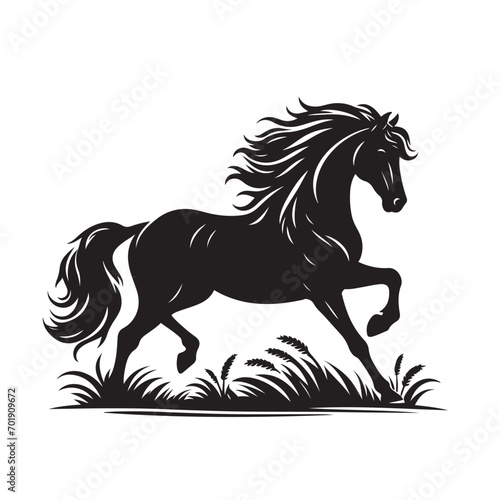 Bold and impactful  this vector horse silhouette in black stands out  making a statement in your creative designs - vector stock. 