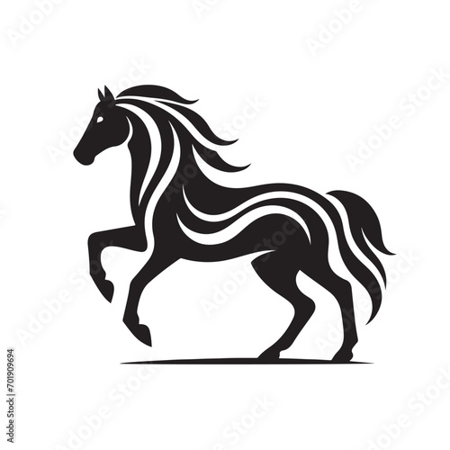 Striking and detailed  a black horse silhouette vector that adds sophistication and charm to diverse design applications - vector stock. 